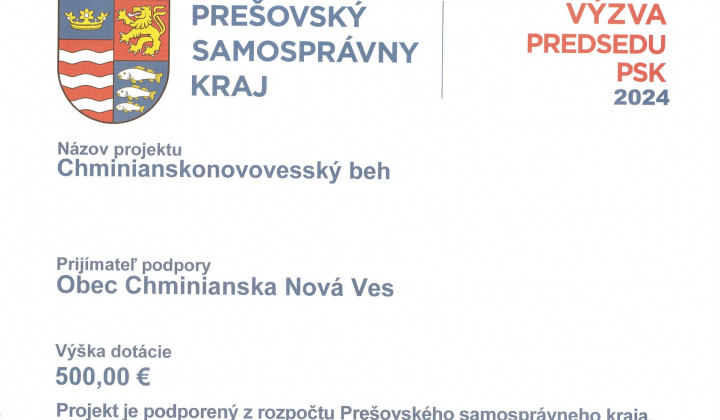 Fotka - Chminianskonovoveský beh 2024 - projekt podporený z rozpočtu PSK